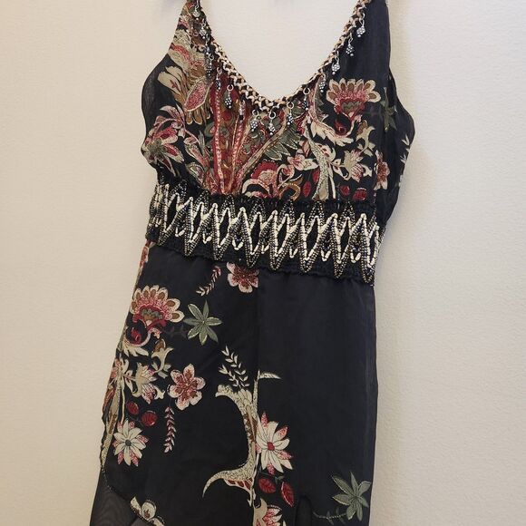 Early 2000s Y2k Beaded Whimsygoth Babydoll Boho Flowy Layered Tanktop Charmed - Picture 3 of 7